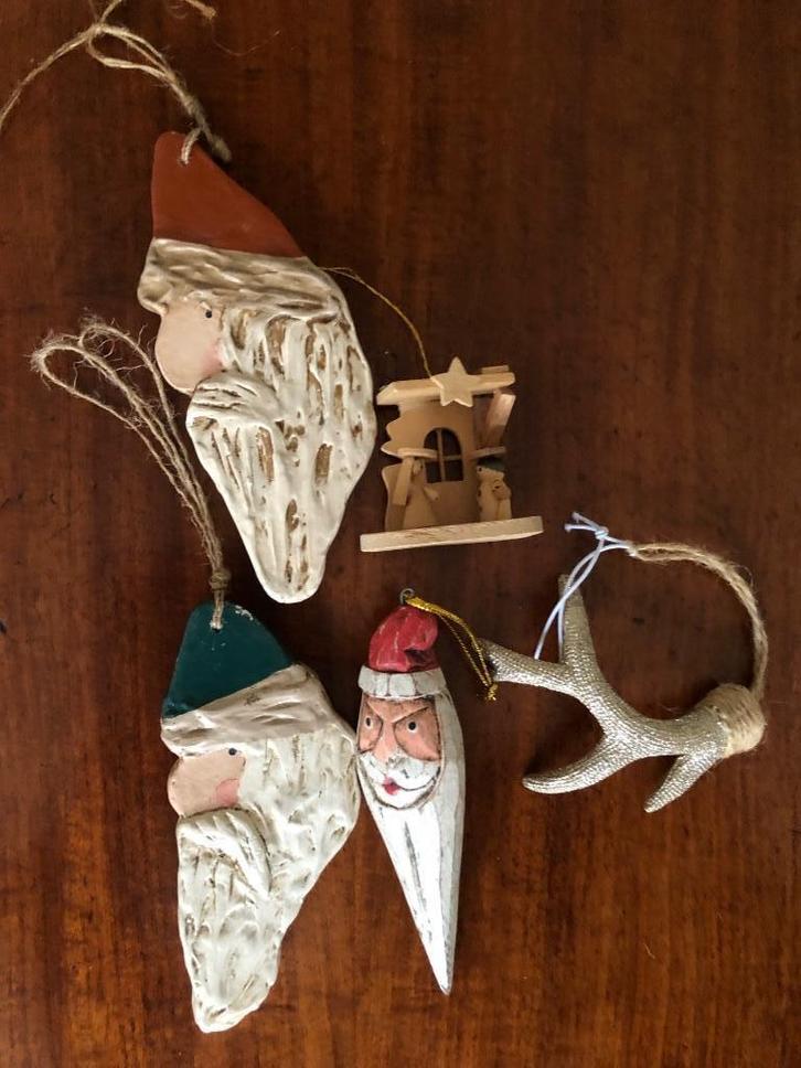 5 leuke kersthangers (o.a. van hout), Diversen, Kerst, Zo goed als nieuw, Ophalen