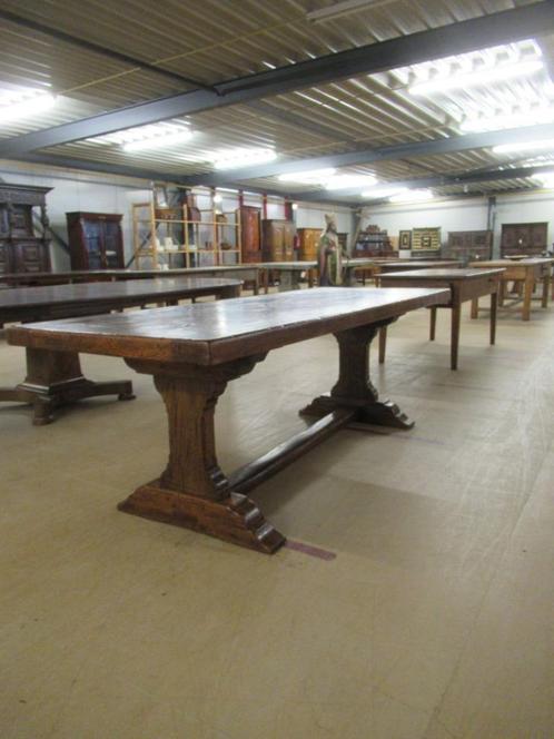 Oer 11517 vintage eikenhouten kloostertafel met dik blad, Antiek en Kunst, Antiek | Meubels | Tafels, Ophalen