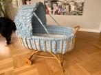 Vintage Rotan Wieg met Blauwe Bekleding, Kinderen en Baby's, Babywiegjes en Ledikanten, Ophalen, Gebruikt, Wieg
