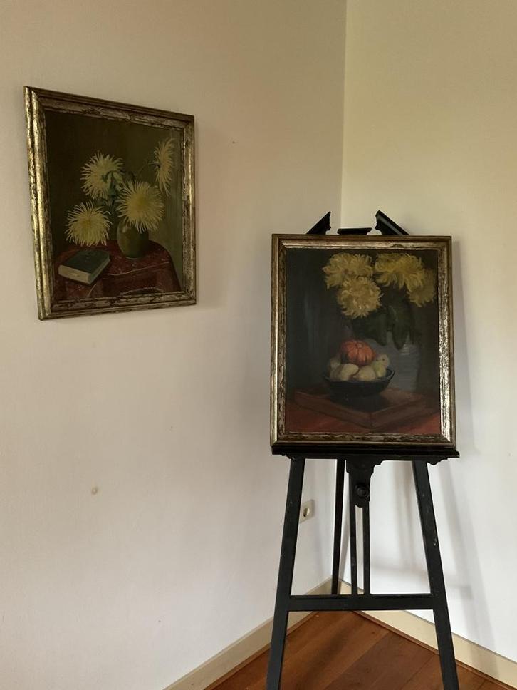 2 fraaie olieverf schilderijen bloem stillevens, Antiek en Kunst, Kunst | Schilderijen | Klassiek, Ophalen