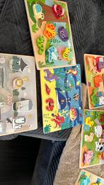 Houten garage en 6 puzzels, Ophalen, Meer dan 50 stukjes, Zo goed als nieuw