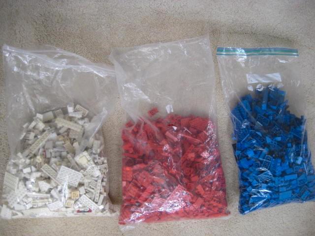 Lego steentjes/divers Blauw. Rood, Wit 3 X 1 kilo, Kinderen en Baby's, Speelgoed | Duplo en Lego, Gebruikt, Ophalen
