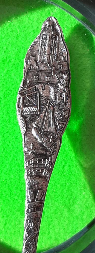 Verzilverd schepje voor gebakjes - Met HAVEN gravure - KADO, Antiek en Kunst, Antiek | Goud en Zilver, Zilver, Ophalen of Verzenden