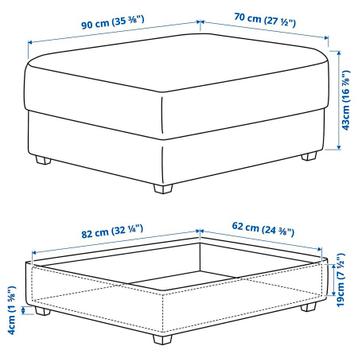Ikea Kivik 2-zitsbank en poef Gunnared Middengrijs - afbeelding 7