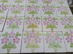 24 Art nouveau wandtegels opgelegde lila/roze bloem, Ophalen
