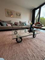 Salontafel, vierkant, glas met zwenkwielen, Ophalen, Gae Aulenti Fontana Arte, 50 tot 100 cm, Vierkant