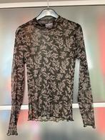 Y2K see-through mesh top with long sleeve and floral print, Maat 38/40 (M), Verzenden, Zwart, Cotton Club