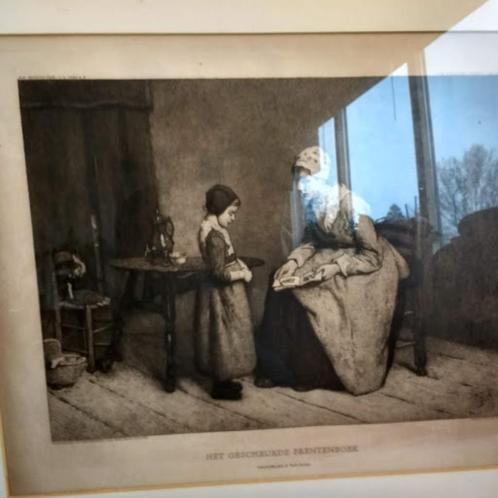 Voorsteling gesigneerd Josef Israëls van Moeder, Antiek en Kunst, Kunst | Etsen en Gravures, Ophalen of Verzenden