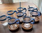 8 vintage theeglazen Bodum/Randwyck blauw, Ophalen of Verzenden, Huis en Inrichting