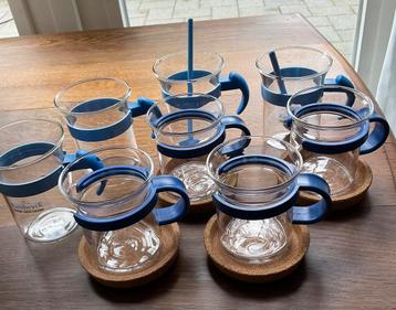 8 vintage theeglazen Bodum/Randwyck blauw beschikbaar voor biedingen