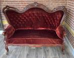 Antieke mahonie houten rode sofa, Antiek en Kunst, Antiek | Meubels | Stoelen en Banken, Ophalen
