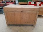 Oude Houten Dekenkist met Deksel en Deuren, Ophalen, Gebruikt, 100 tot 150 cm, Grenenhout