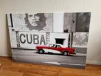 Cuba Print- schilderij met Klassieke Auto, Ophalen, 50 tot 75 cm, 75 tot 100 cm, Print
