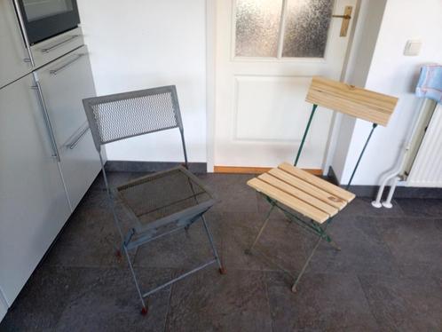 TWEE vintage retro Franse bistro tuinstoelen inklapbaar., Tuin en Terras, Tuinstoelen, Zo goed als nieuw, Metaal, Inklapbaar, Ophalen of Verzenden