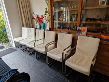 6 witte leren eetkamerstoelen beschikbaar voor biedingen
