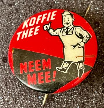 Vintage Koffie Thee Neem Mee! Button beschikbaar voor biedingen