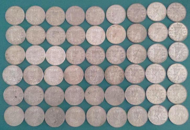 54 zilveren rijksdaalders Juliana circulatiekwaliteit riksen, Postzegels en Munten, Munten | Nederland, 2½ gulden, Koningin Juliana