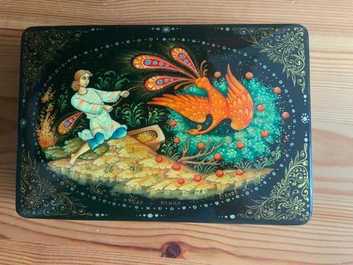 Te koop Russisch Palekh lakdookje Zhar Vogel 499 euro, Antiek en Kunst, Curiosa en Brocante, Ophalen of Verzenden
