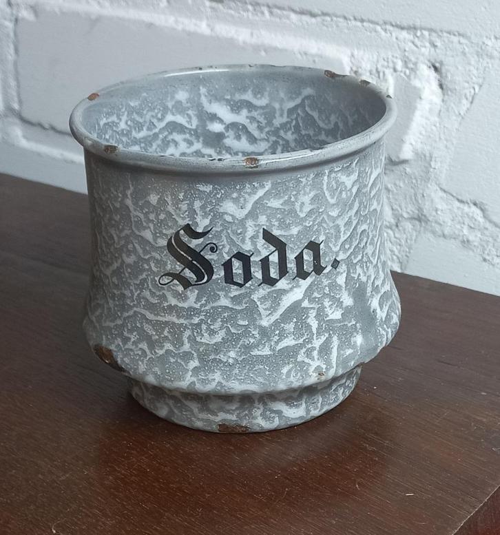 Grijs gewolkte emaille sodapot, Antiek en Kunst, Antiek | Emaille, Ophalen of Verzenden