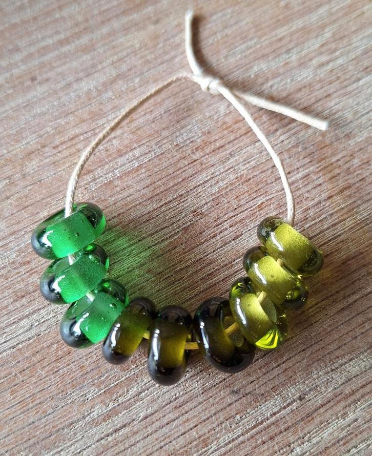 9 x  handgemaakte kraal van gerecycled glas, past op pandora, Hobby en Vrije tijd, Kralen en Sieraden maken, Nieuw, Kraal, Verzenden