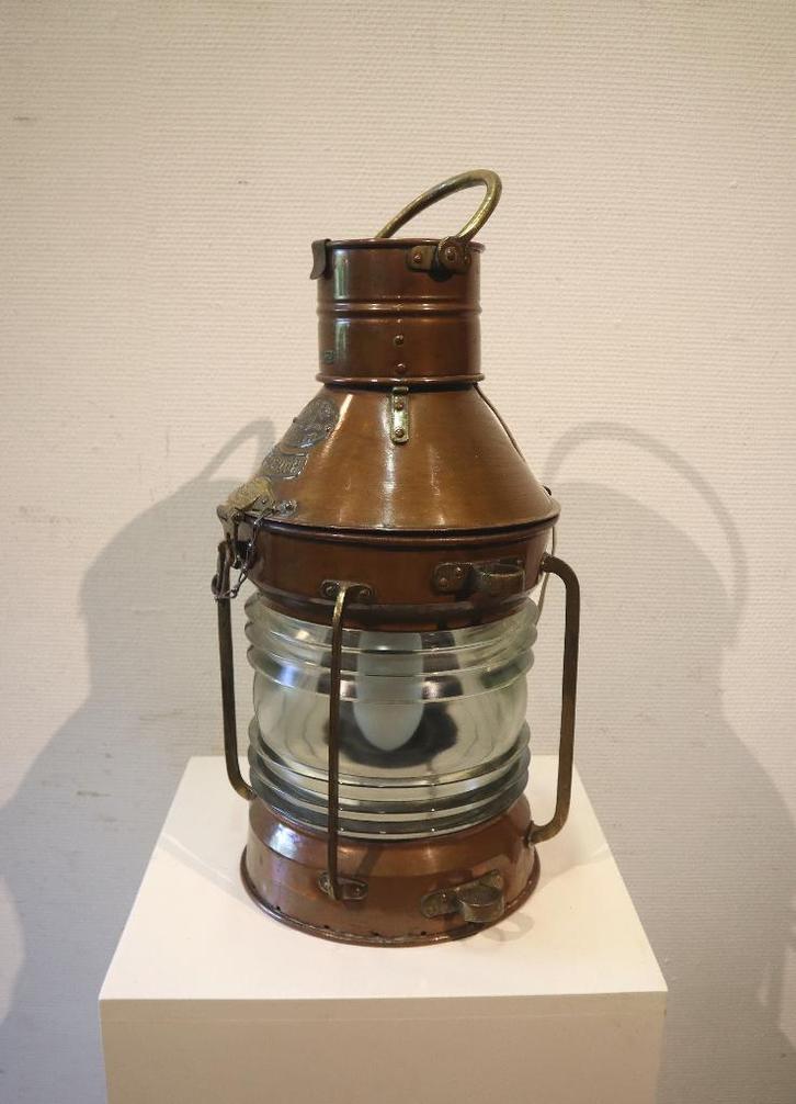 Koperen scheepslamp, ankerlicht Tung Woo, Antiek en Kunst, Antiek | Lampen, Ophalen of Verzenden