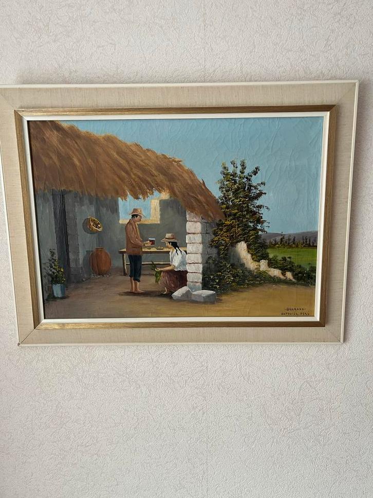 Twee Peruaanse schilderijen - 54,5 x 71 cm, Antiek en Kunst, Kunst | Schilderijen | Klassiek, Ophalen of Verzenden