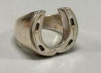 Massief metaal 925 sterling zilver Hoefijzer Geluk ring oud, Ophalen of Verzenden, Zilver, Ring, Verguld