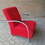 90's vintage buuzenframe ribstof fauteuil club stoel, Huis en Inrichting, Fauteuils, Metaal, Kolibrivintagehal@gmail.com, Gebruikt