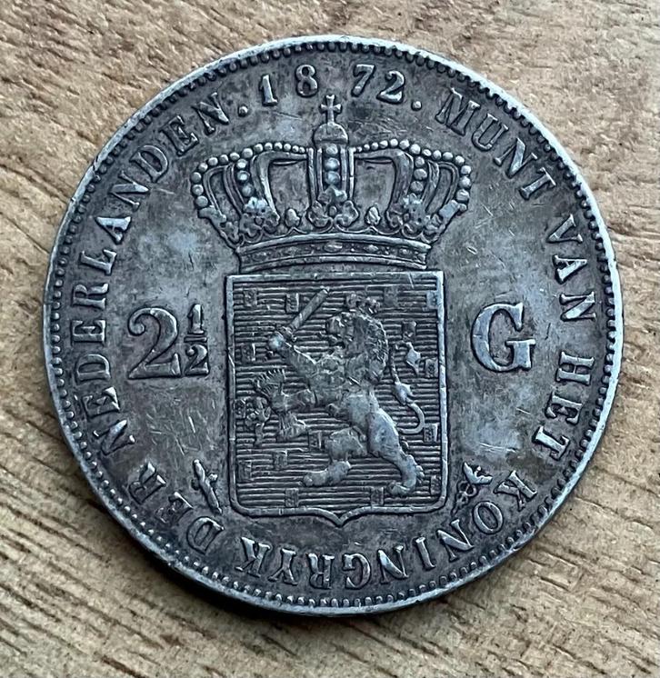 2,5 gulden 1872 Willem III (2), Postzegels en Munten, Munten | Nederland, Losse munt, 2½ gulden, Koning Willem III, Zilver, Ophalen