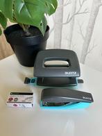 Leitz perforator en nietmachine grijs blauw, Ophalen of Verzenden, Zo goed als nieuw