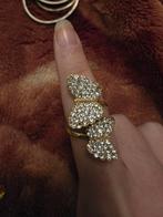Gouden vlinder ring met strass, Sieraden, Tassen en Uiterlijk, Ringen, Ophalen of Verzenden, Zo goed als nieuw, Dame, Goud