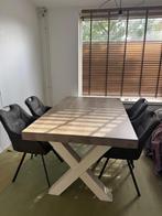 Eettafel + 4 stoelen, Huis en Inrichting, Tafels | Eettafels, Ophalen, Gebruikt, 50 tot 100 cm, 100 tot 150 cm