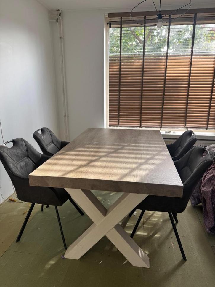 Eettafel + 4 stoelen, Huis en Inrichting, Tafels | Eettafels, Gebruikt, 100 tot 150 cm, 50 tot 100 cm, Rechthoekig, Ophalen