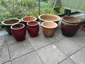 Geglazuurde Bloempotten - Diverse Maten beschikbaar voor biedingen