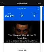 The Weeknd 2 tickets naast elkaar concert - zaterdag 18 juli, Tickets en Kaartjes, Twee personen, Juli