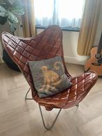 Leren geruite vlinderstoel, Huis en Inrichting, Fauteuils, Ophalen, Zo goed als nieuw