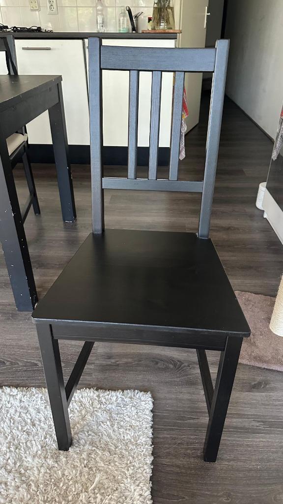 4 simpele eetkamerstoelen, Huis en Inrichting, Stoelen, Gebruikt, Vier, Hout, Zwart, Ophalen