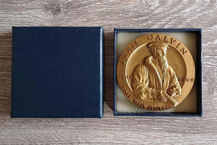 Bronzen Medaille - Jean Calvin - 500 jaar Nicolas Salagnac, Postzegels en Munten, Penningen en Medailles, Brons, Buitenland, Ophalen of Verzenden