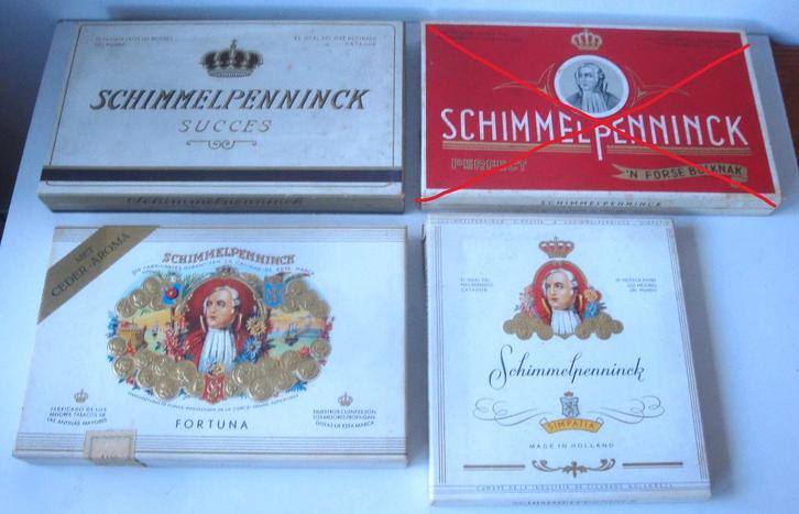 Flinke partij Schimmelpenninck blikken, kisten en dozen, Verzamelen, Rookartikelen, Aanstekers en Luciferdoosjes, Zo goed als nieuw