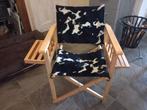 Regisseurstoel met koeienhuid print, Huis en Inrichting, Stoelen, Ophalen, Hout, Overige kleuren, Zo goed als nieuw