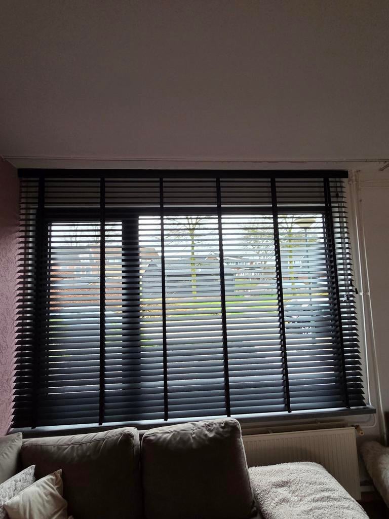 Houten jaloezieën zwart 3 stuks, Ophalen, Zo goed als nieuw, Zwart, 150 tot 200 cm