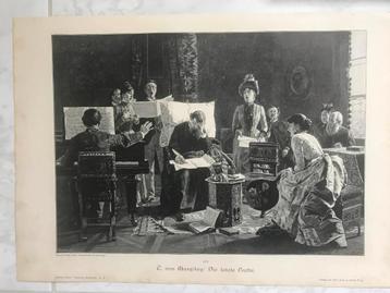 T. von Margitay: Die letzte Probe, 1890, or. gravure 32x23cm beschikbaar voor biedingen