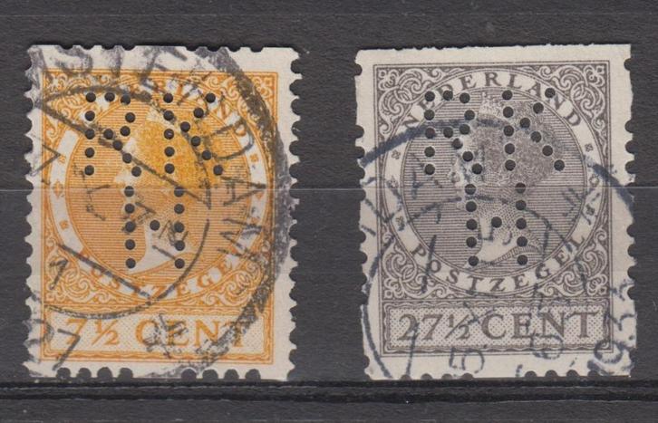 2 rolzegels met perfin RKH, Postzegels en Munten, Postzegels | Nederland, Gestempeld, T/m 1940, Verzenden