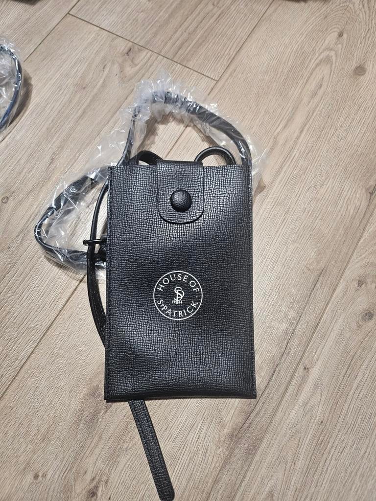 House of St. Patrick Zwarte Leren Telefoontas, -, Zwart, -, Nieuw