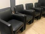 Zwarte lederen stoelen - set van 4, Huis en Inrichting, Stoelen, Ophalen, Zwart, Leer, Zo goed als nieuw