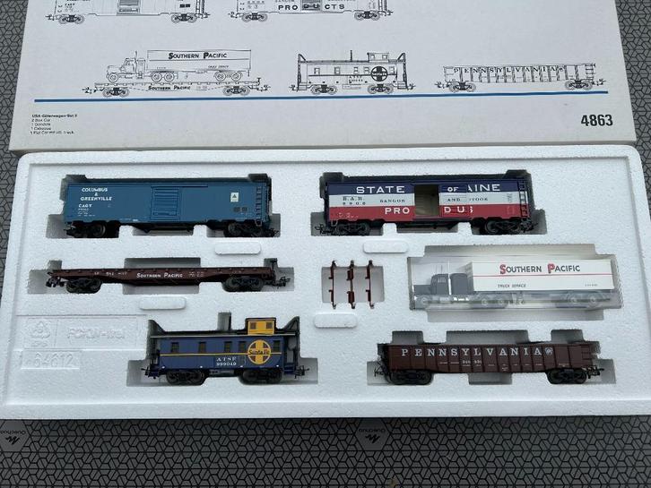 Marklin H0 4863 OVP 5 delige USA goederen set II, tp III, Hobby en Vrije tijd, Modeltreinen | H0, Nieuw, Wagon, Wisselstroom, Märklin