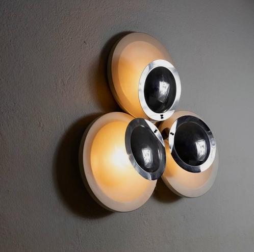 Set van twee vintage space age wandlampen met chroom, Huis en Inrichting, Lampen | Wandlampen, Zo goed als nieuw, Metaal, Overige materialen