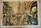 Schoolplaat / Stad Middeleeuwen / 77 x 107 / Karton, Antiek en Kunst, Antiek | Schoolplaten, Ophalen, Geschiedenis