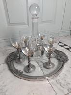 Drankservies wijn - tin met glas, Huis en Inrichting, Ophalen, Glas of Glazen, Overige stijlen, Glas