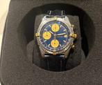 Breitling chronomat blauw 39 mm full set zeer netjes, Sieraden, Tassen en Uiterlijk, Ophalen, Leer, Staal, Breitling
